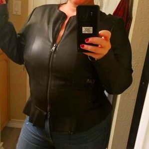 BNWT Black leather peplum jacket